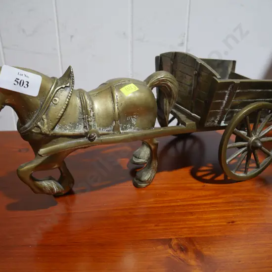Brass horse and cart