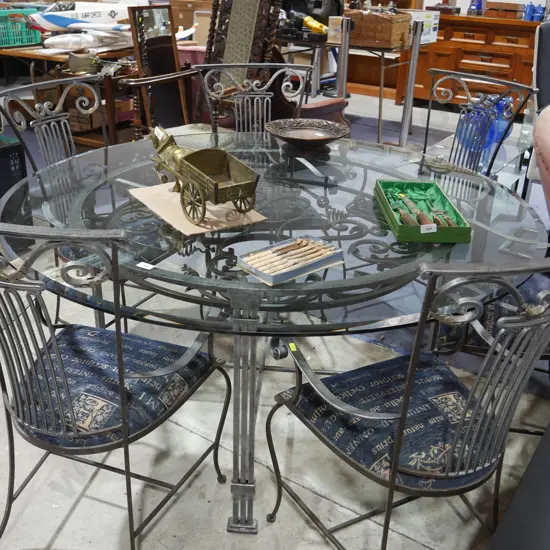 GlassTop table ,6 dining chairs