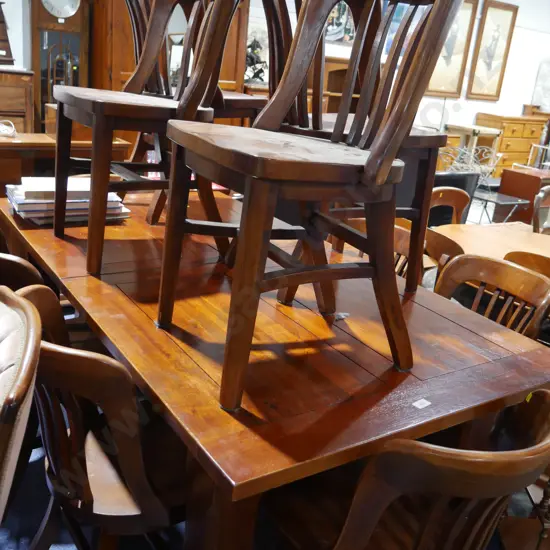 Large timber d/table and 10 chairs