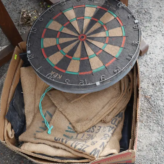 Dartboard and sacks
