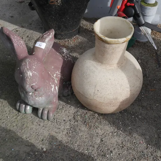 Rabbit ornament and vase