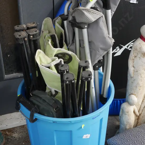 Bin and camping chairs