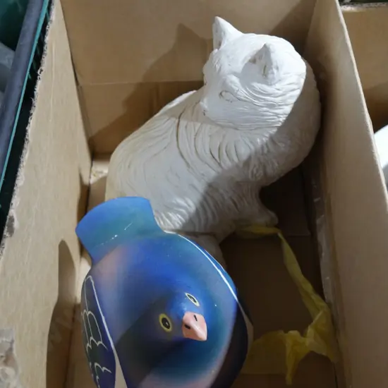 Cat and bird ornaments