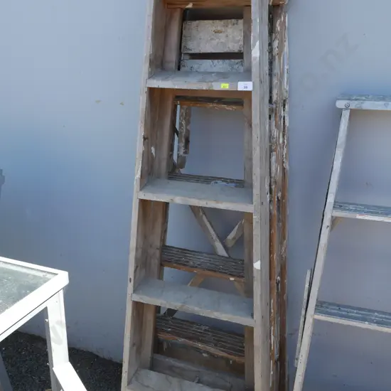 2 wooden ladders