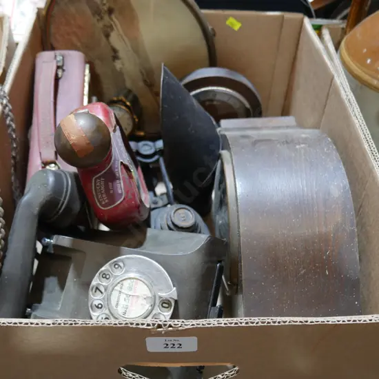 Old telephone, scales etc