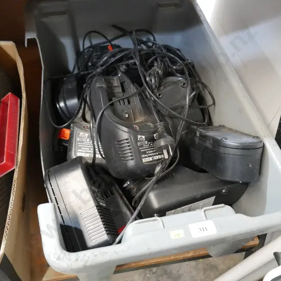 Assorted chargers and batteries