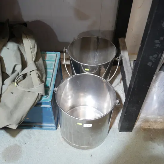 2 stainless buckets