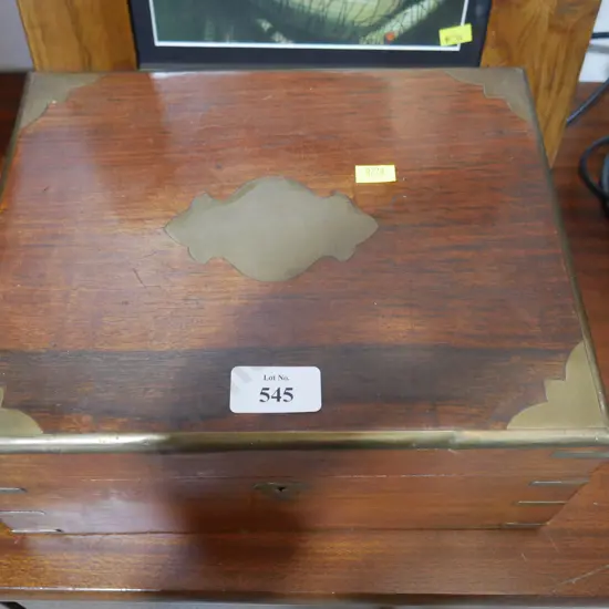 Wooden box with brass trim