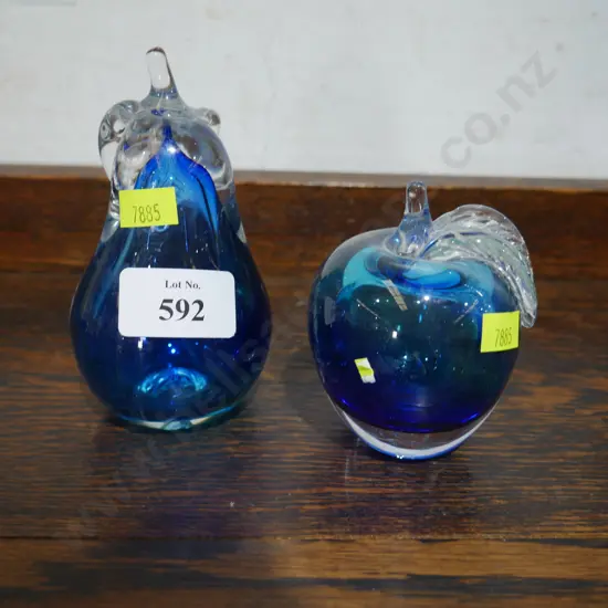 2 signed NZ art glass fruits