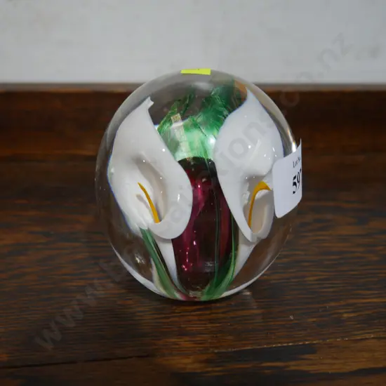 Signed NZ glass paperweight