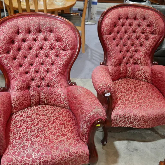 Pair of Victorian grandfather chairs