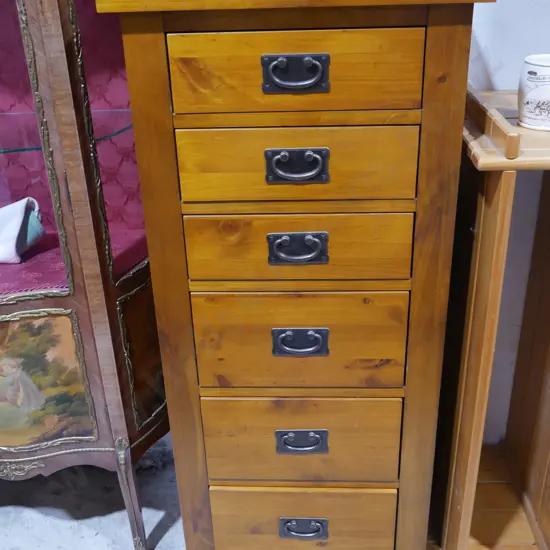 Modern pine narrow set of drawers