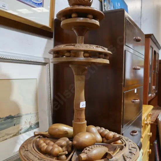 Wooden fruit bowl ornament