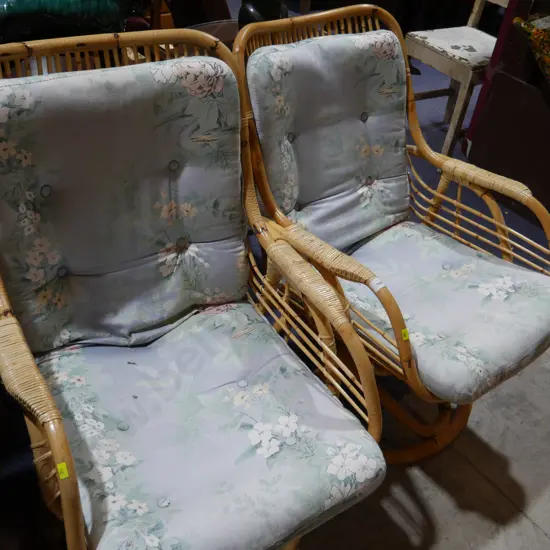 Pair cane chairs