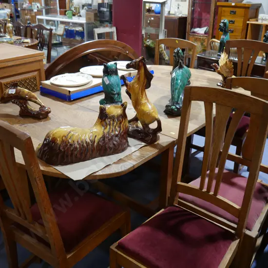 Oak dining table & 6 chairs