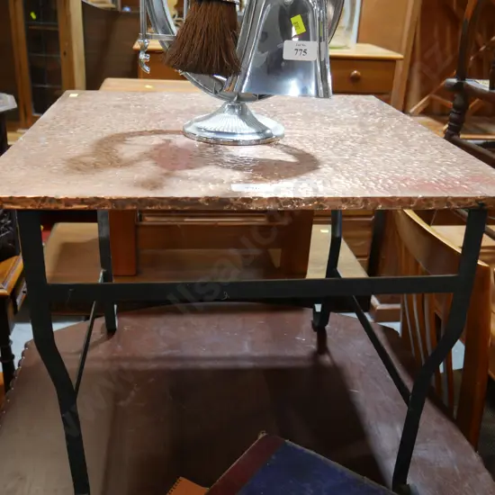 Copper & wrought iron side table