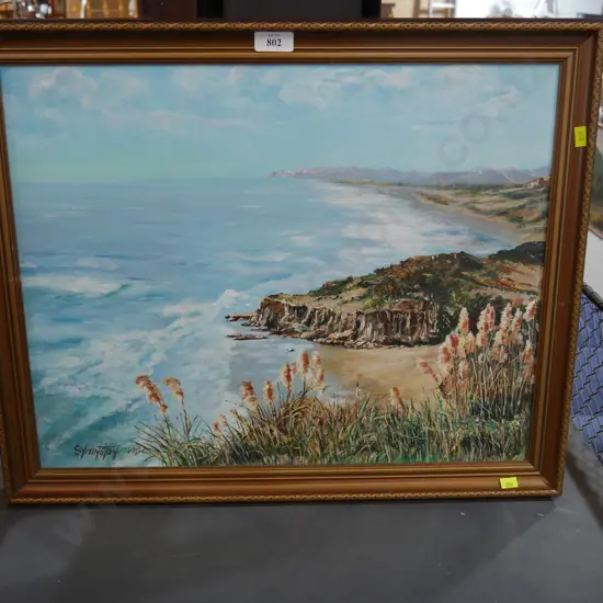 Oil painting coastal scene