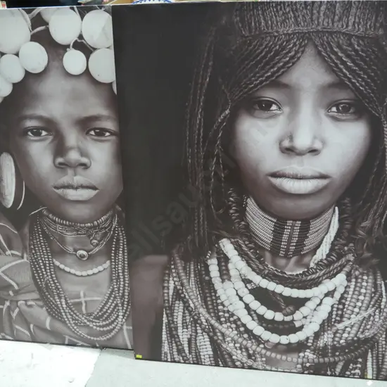 2 large African canvases