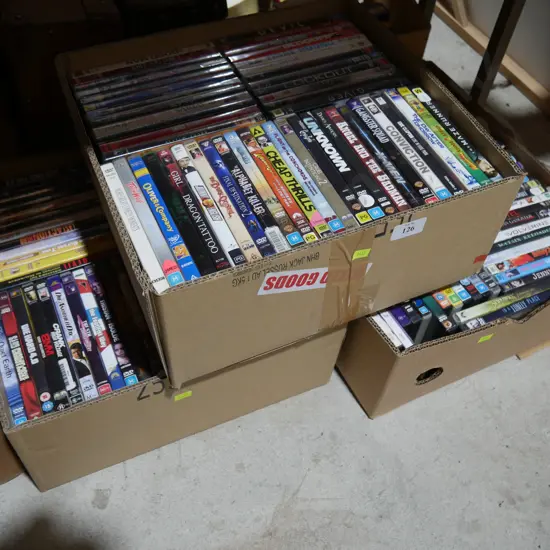 3 boxes of dvds