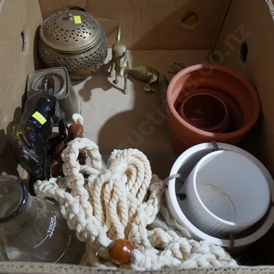 Pottery, brassware etc