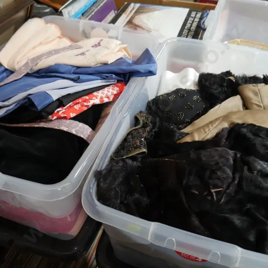 2 bins of women's vintage clothing
