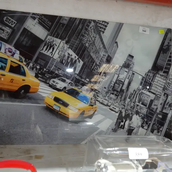Street scene picture on glass