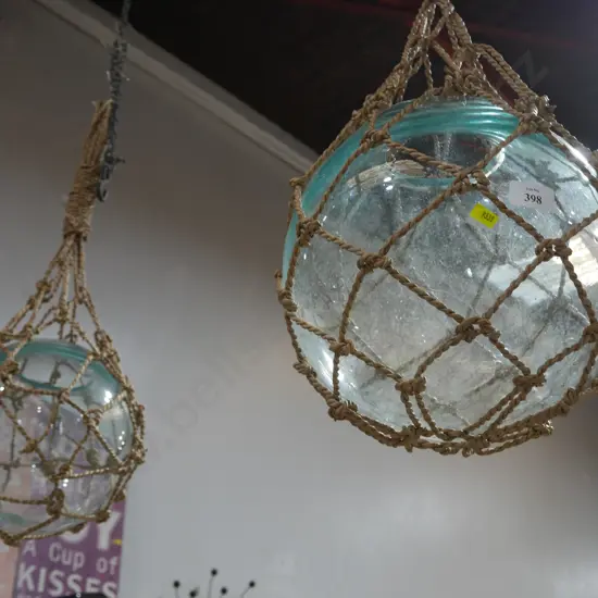 2 hanging glass floats