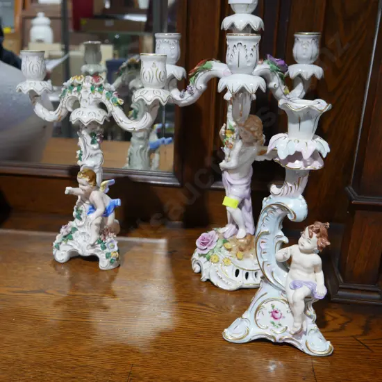 3 porcelain candelabra's