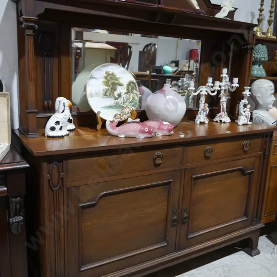Oak mirror back sideboard