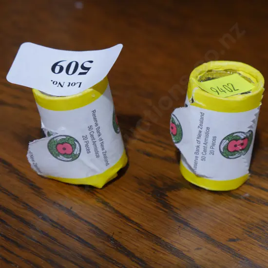 2 roll 50 cent armistice coins