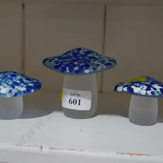 3 glass mushrooms