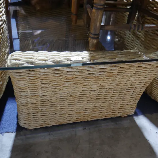 Glass top seagrass table