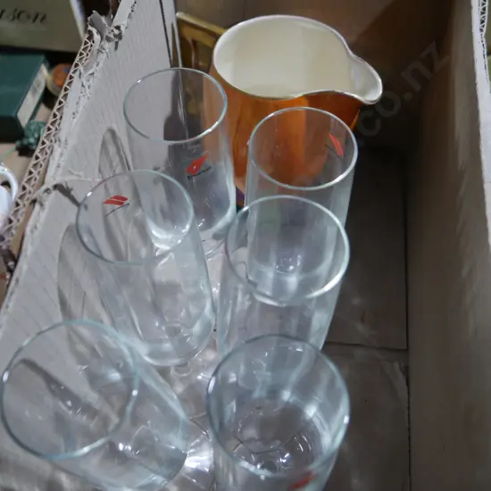 Carlton ware jug, glassware