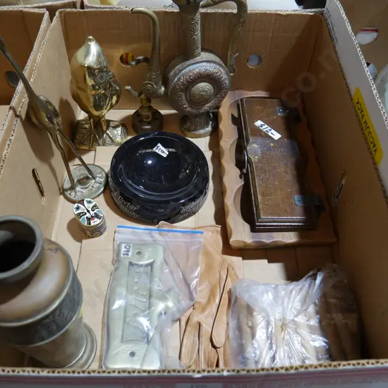 Brassware, wooden pegs etc