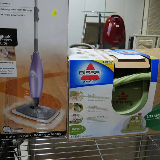 Boxed Shark steam lite, Bissell deep cleaner