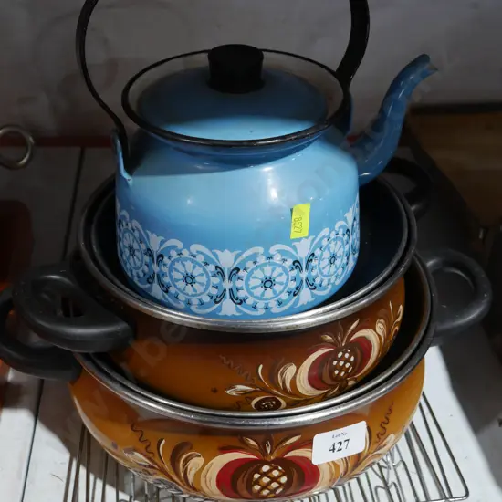 Kettle, enamel pots