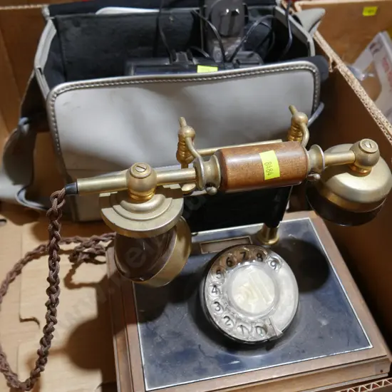 Panasonic video camera, vintage telephone