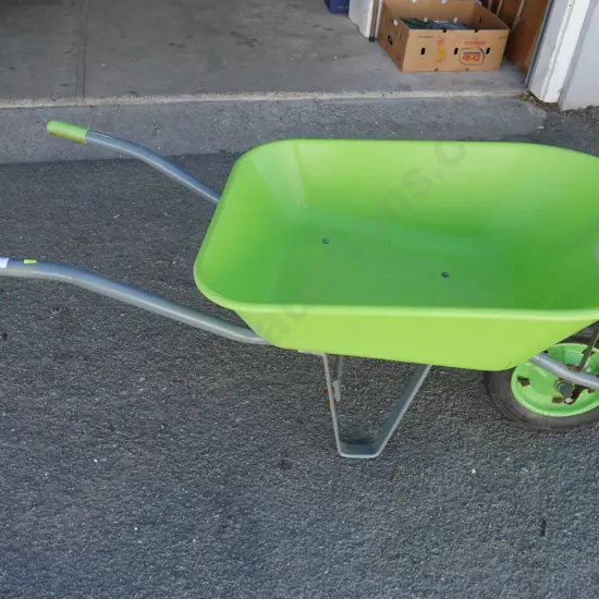 Green wheelbarrow