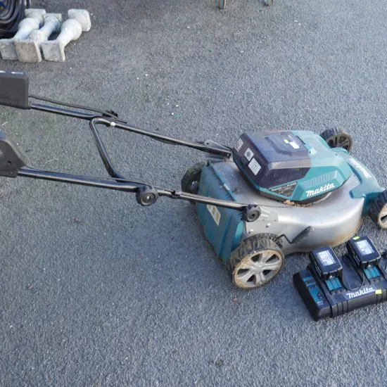 Makita battery mower with batteries & charger - no catcher