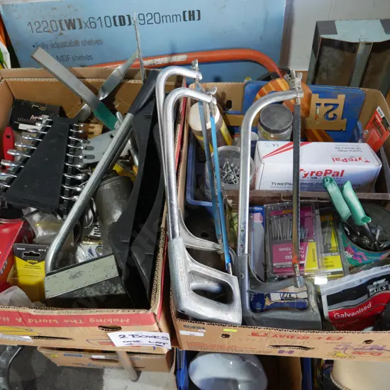 Two boxes of garage sundries