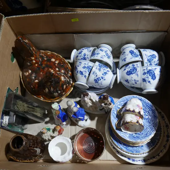 Blue and white china, figurines etc