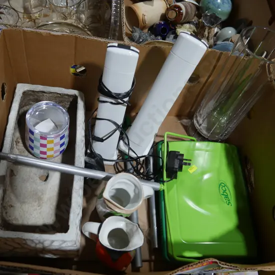 Table lamps, glass vase etc