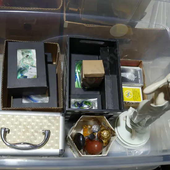 Perfume, jewellery box, art glass