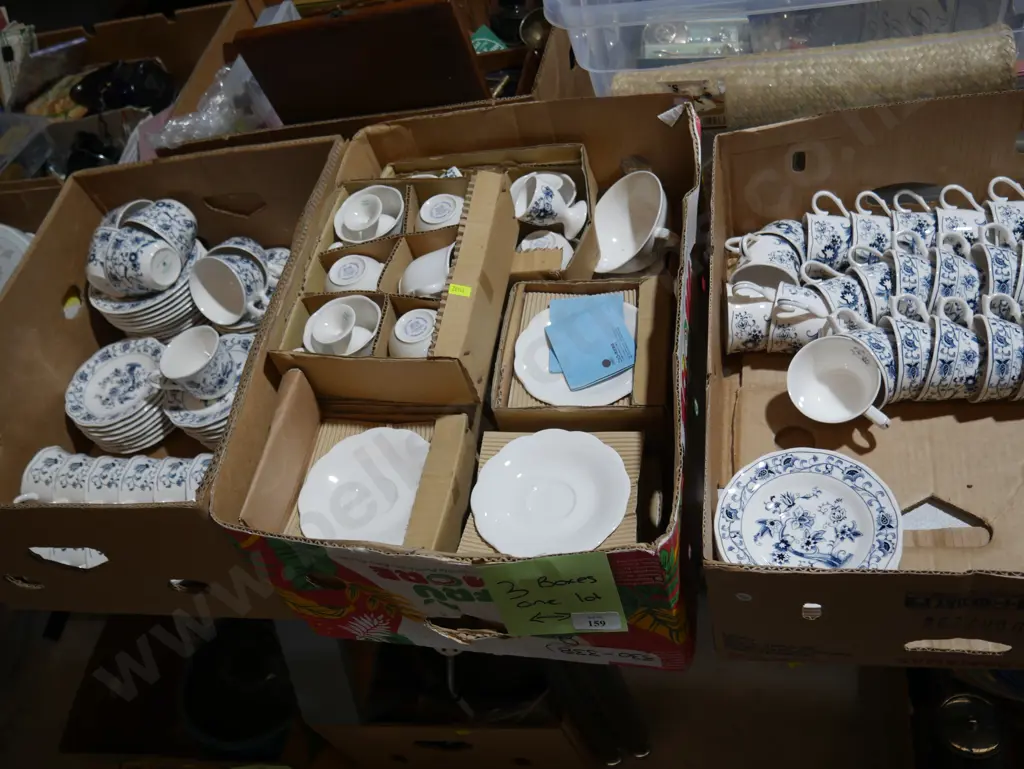 Three boxes of blue and white china Image 1++