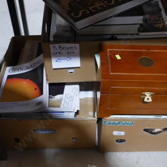 3 boxes of National Geo. magazines