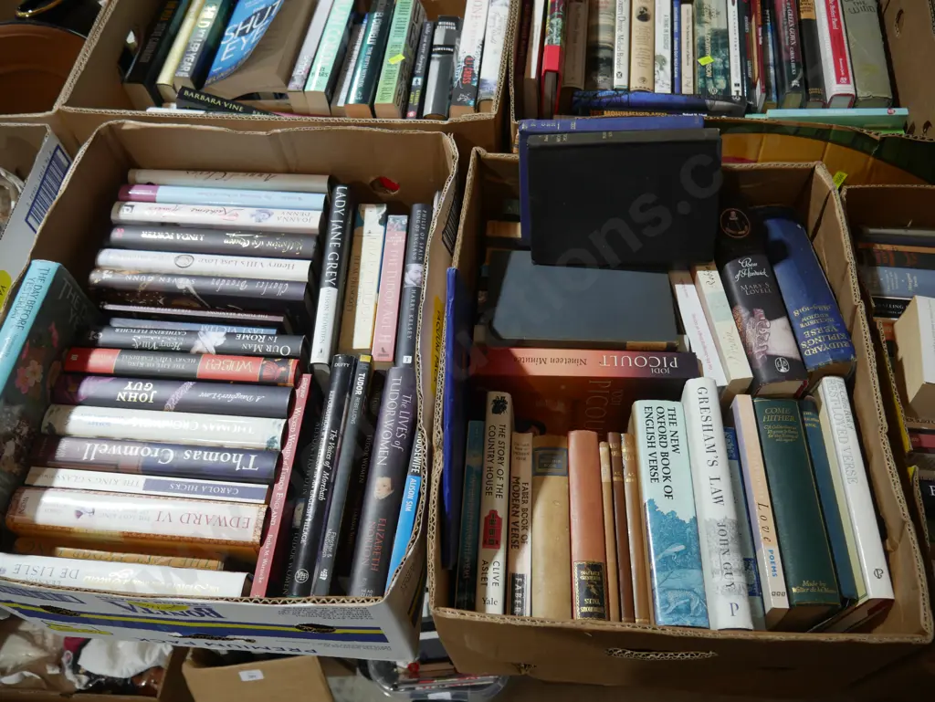 5 boxes of all sorted books Image 1++