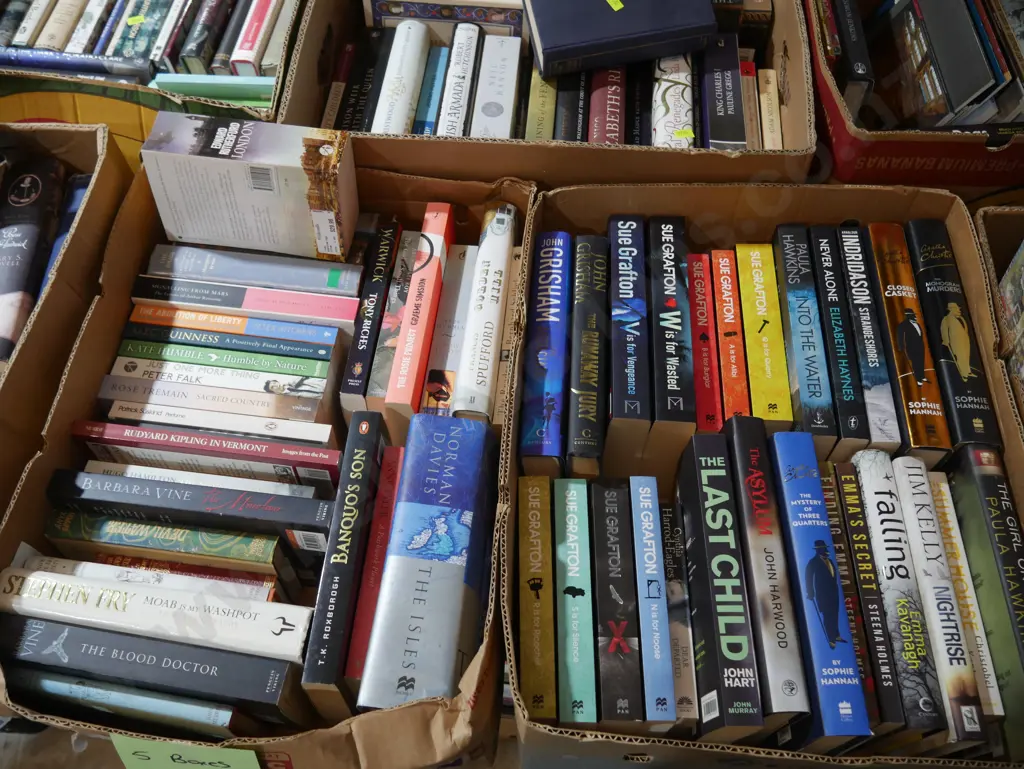 5 boxes of all sorted books Image 1++