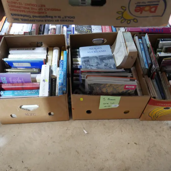 Three boxes of books