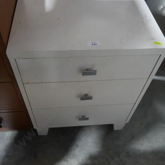 White bedside drawers