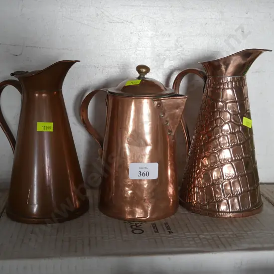 3 copper jugs